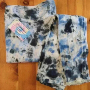 NWOT Tie dye set with Gap Kids leggings lace trim blue black girls S